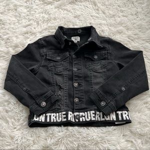 True Religion Distressed Black Denim Jacket Size S